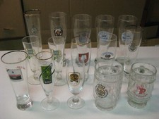 German Beer Glass Mixed Lot of 19 Glasses, Box 1G