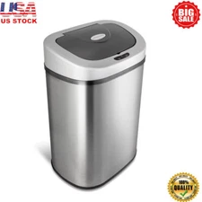 Trash Can Motion Sensor Touchless Kitchen Offices Steel Anti Slip Base 21.1 Gal