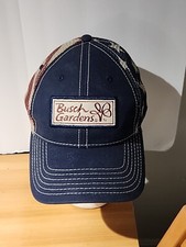 Rare Busch Gardens Mesh Patriotic Trucker Adjustable Unisex Hat Cap 100 Cotton