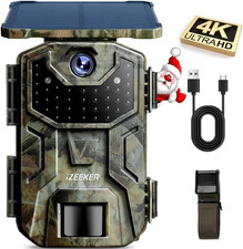 ZEEKER Solar Wildkamera 4K 30fps 48MP Wildtierkameras 2600mAh Akku wasserdicht