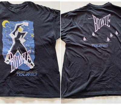 David Bowie Serious Moonlight Tour 83 Black Graphic 2 sided T Shirt NH21505