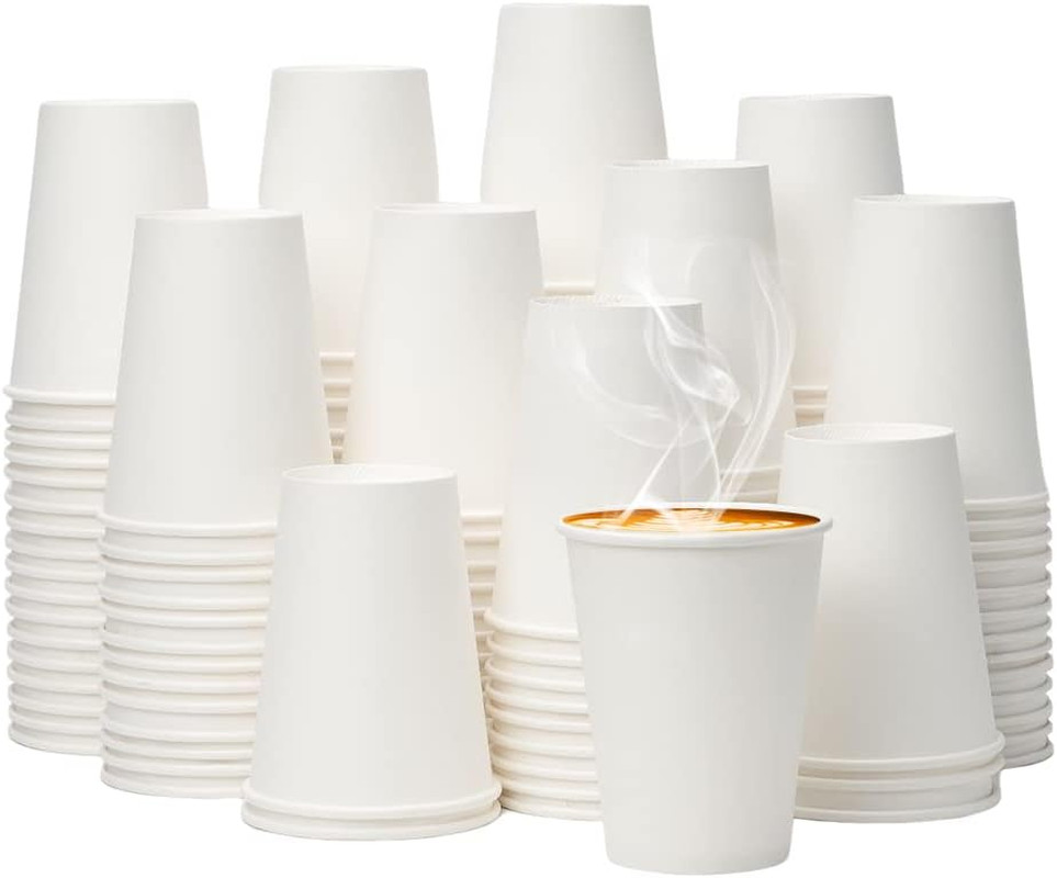 12 Oz 300 Pack Disposable Paper Coffee Cups, Bulk White Hot to Go Cups for Hot C