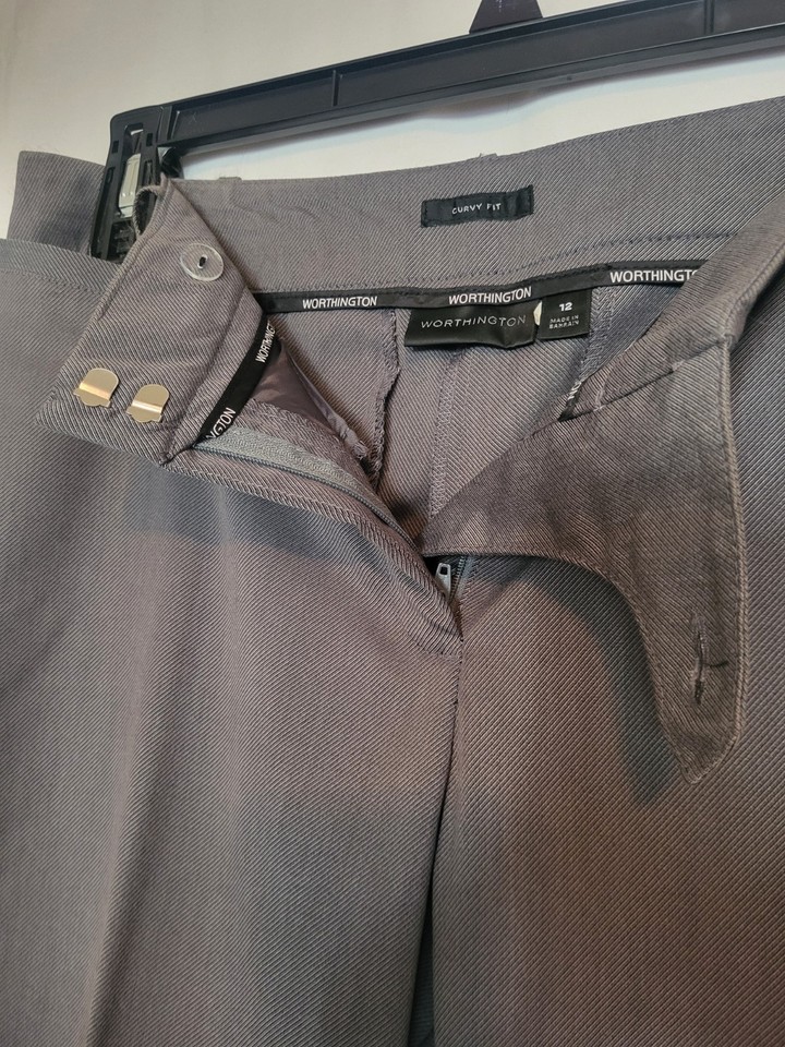 Pantalon Femme Worthington Modern Fit Gris Argenté - Coupe Cropped Taille 14, Neuf Avec étiquettes