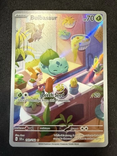 Pokémon TCG Stellar Crown Bulbasaur Holo Rare Card 143/142 Sv07 IR NM