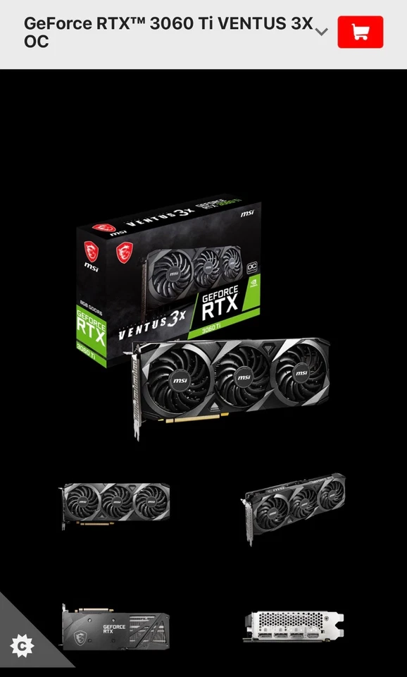MSI GeForce RTX™ 3060 Ti VENTUS 3X OC LHR 8GB GDDR6 Graphics Card - Image 4 of 4