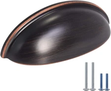 HOMOTEK 6 Pack Drawer Bin Cup Pulls Dresser 6 Pack, Oil Rubbed Bronze 