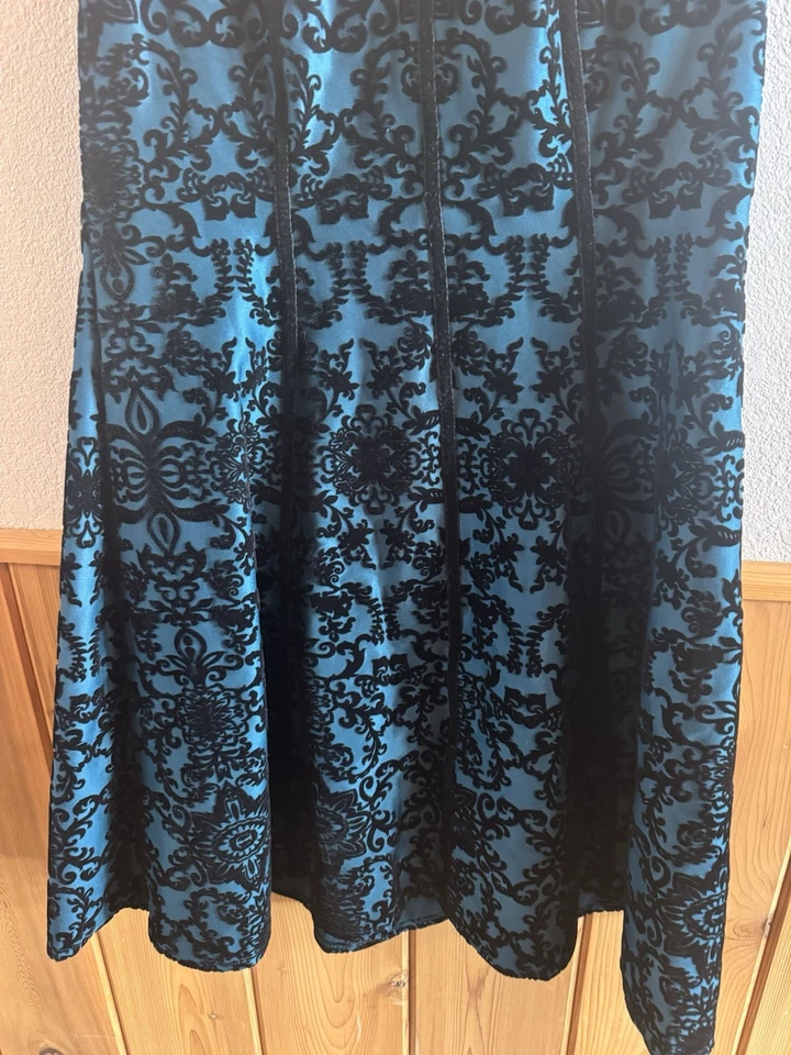 Vestido Danny And Nicole Mujer’s Verde Azulado Negro Terciopelo Burnout Talla 16 Ajuste y Acampanado Foto 3 de 4