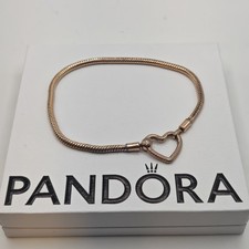 Pandora Bracelet Rose Gold Heart Closure Snake Genuine ALE MET 582257C00 21CM