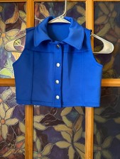 Weissman Dance Costume Vest CHILD MEDIUM Blue Snap Closure Collared
