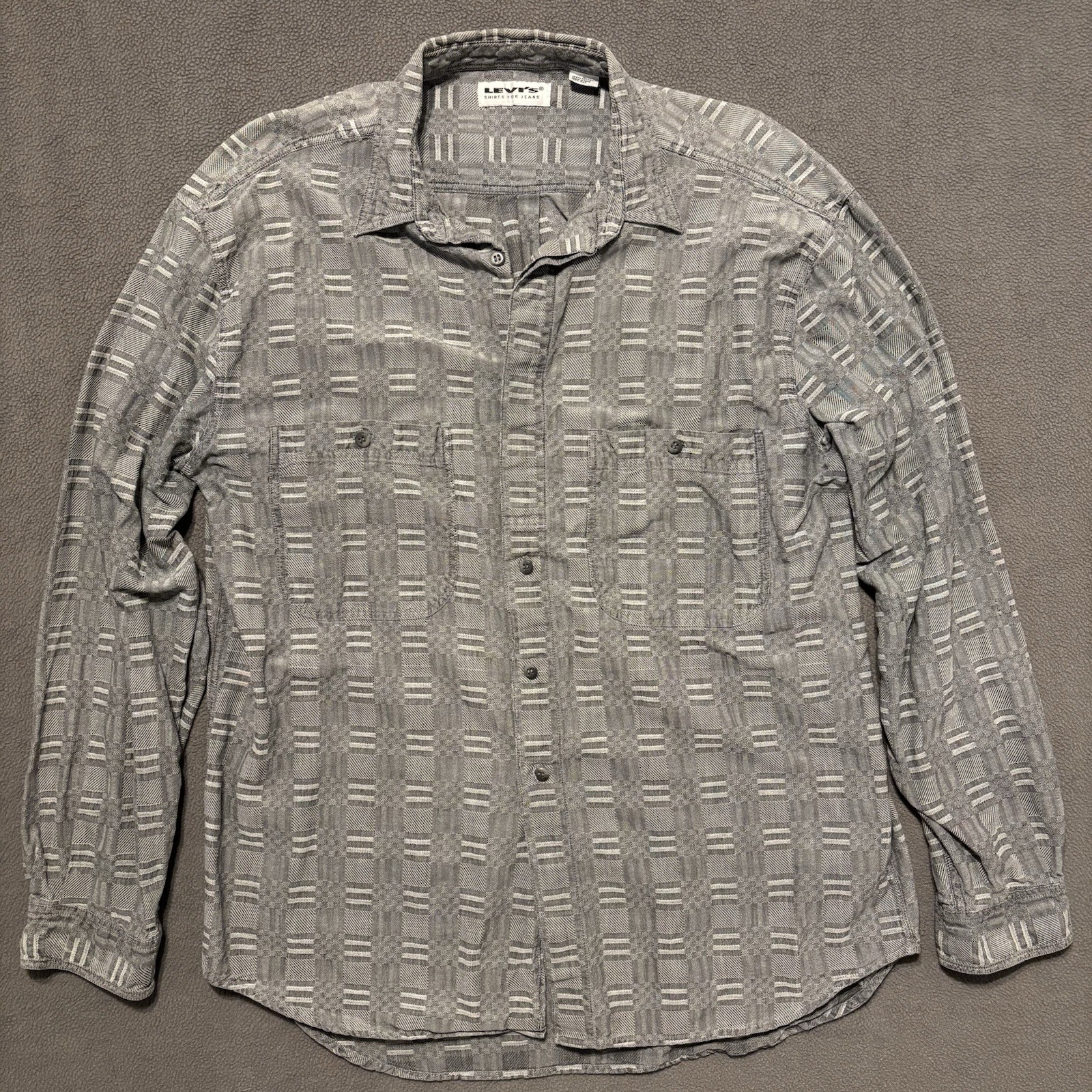 Vintage Levi's Shirts For Jeans Shirt Mens L Gray Long Sleeve Button Down Cotton