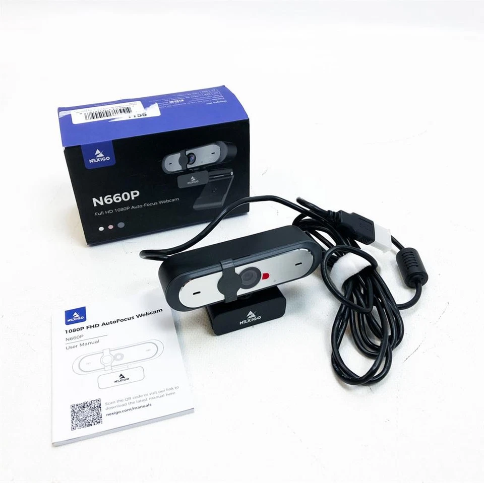 NexiGo N660P 60FPS 1080P Webcam con Controllo Software, Doppio Microfono e