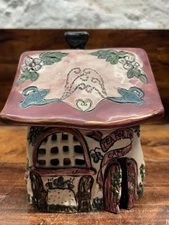 Blue Sky Clayworks Heather Goldminc TEA FOR TWO CAFE 2002 Tealight Candle House