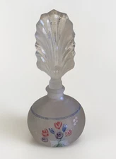 Vintage Hand Painted Glass Perfume Bottle With Glass Stopper
