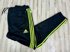 Adidas Climalite Sweatpants Black Lime 3 Stripe Mens Size 2XL
