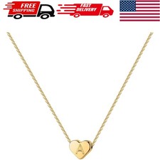 Adjustable A-Z Heart Initial Necklace - 14K Gold Plated Jewelry for Young Women