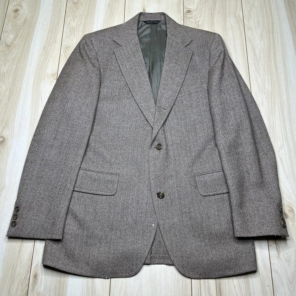 J. Traje Press De Colección 3 Piezas Medio Forrado Espiga Tweed Lana Para Hombres 40R 30Wx31L DEFECTUOSO Foto 2 de 4
