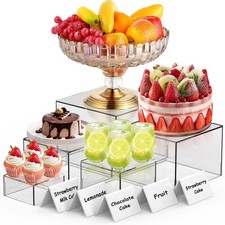 5 Packs Acrylic Cube Display Stand, Clear Buffet Risers for Food, Dessert, Dr...