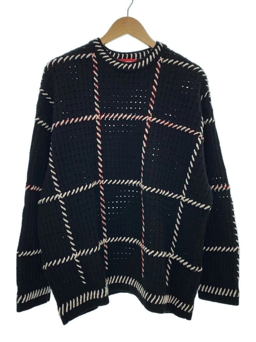 Pull tricot Supreme (épais L laine carreaux noirs occasion