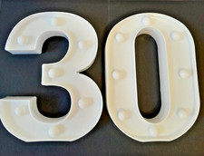 Three 3 and Zero 0.  LED Number Light for Birthday. Requires 2 x AA Batteries