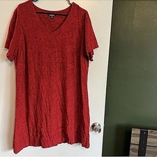 Original Nicole miller Red and black floral print linen blend dress Size xxl