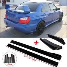 78''Gloss Black Side Skirt Rocker Panel + Rear Spats For Subaru Impreza WRX STI