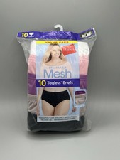10-Pack HANES Women's Size 8/XL Mesh Tagless Briefs Wicking Cool Comfort