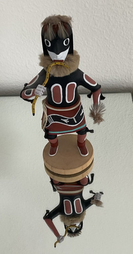 Apache Kachina Snake Dancer signed From Apache Indian Art Cent 8" tall