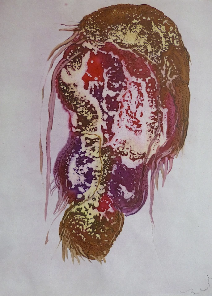 FREIER KÖRPER original-Kunst grosse Zeichnung abstrakt Malerei Aquarell BELAUBRE - Bild 1 von 1