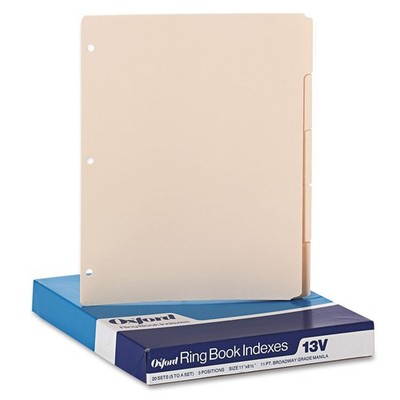 Blank Write-On Binder Dividers, 5-Tab, 1/5 Cut, 3-Hole Punched, Letter Size, Man