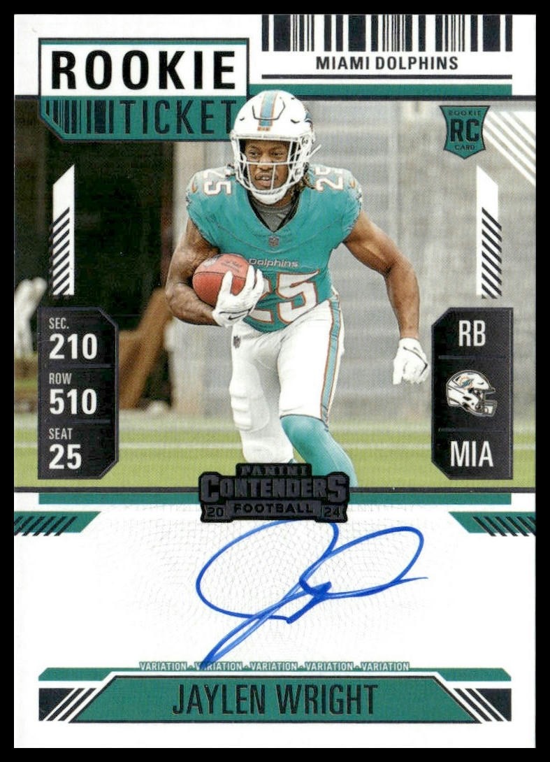 2024 Panini Contenders Jaylen Wright 132 Rookie Ticket On Card Variation Auto