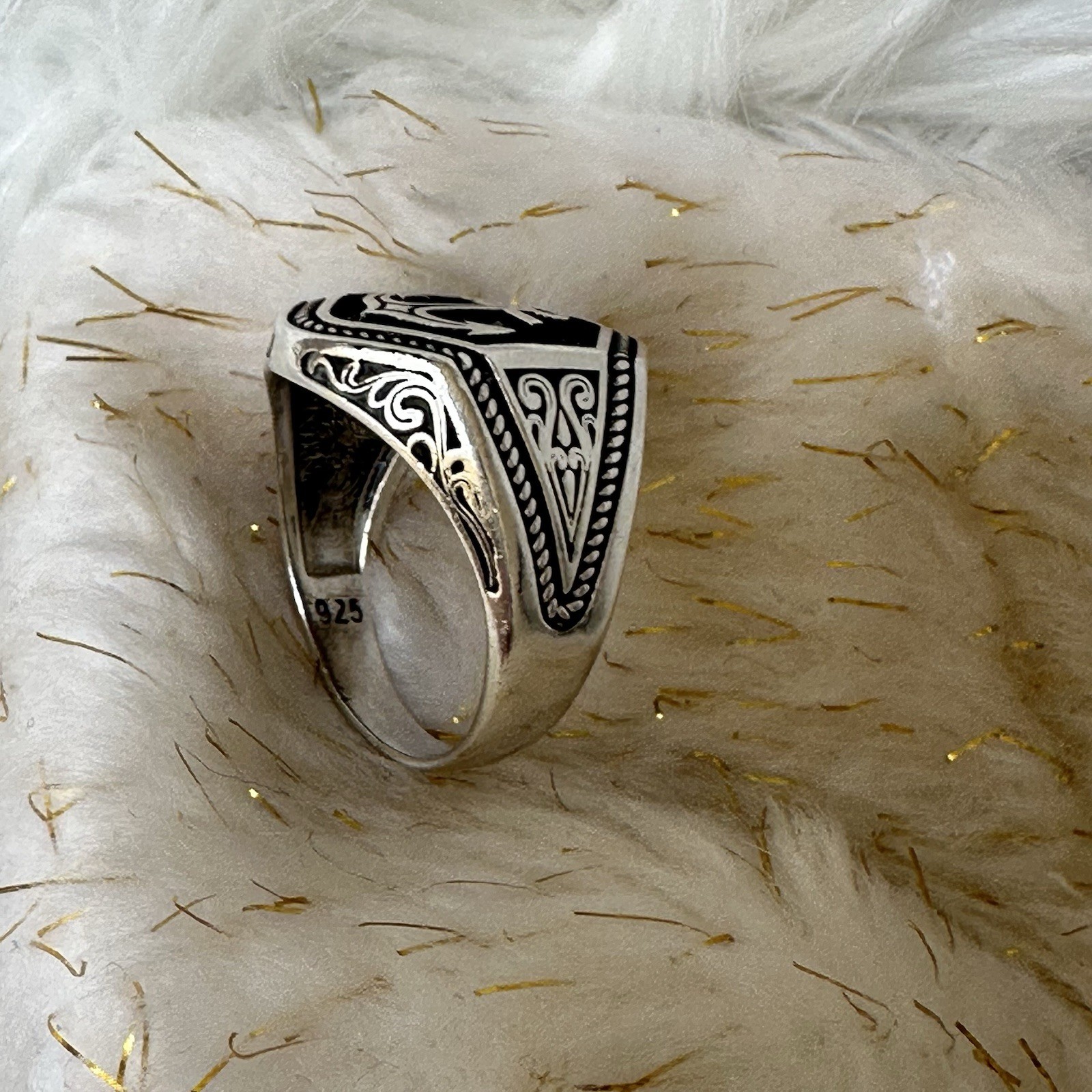 Solid 925 s silver Sailor Anchor Ring - image 13