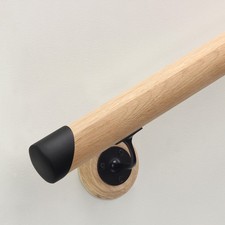 Oak Round Mopstick Handrail Kit + Brackets & End Caps–Multiple Lengths & Colours