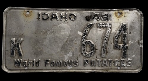 Single 1948 IDAHO World Famous Potatoes Aluminum License Plate