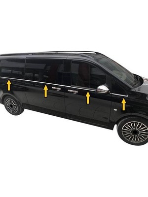 Window Bottom Strip Trim Chrome Cover For Vito Metris W447 2014+ Short Base 8PCS