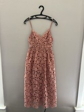 ASTR The Label Lace Crochet A-Line Mauve Pink Midi Cottage Dress Small Wedding