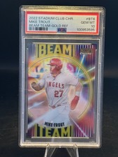 Mike Trout 2022 Stadium Club Chrome Beam Team #BT-6  Gold Refractor 14/50 PSA 10