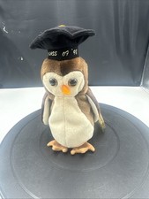 Ty Beanie Baby "Wise" 1998 Owl, Class Of '98. Rare Retired With PE Pellets