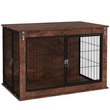 39" Dog Crate Kennel Furniture with Flip-up Top Opening 2 Doors for Large Dogs
