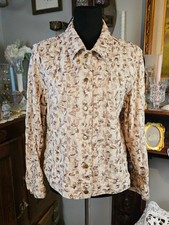 Coldwater Creek Embroidered Floral Cotton Jacket Beige XL Button Front