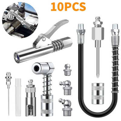 #ad Grease Gun Coupler Accessory Kit with Hose Needle 90° Adapter for Zerk Fittings $16.48