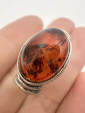 Vintage Sterling Silver Baltic Amber Ring Size 6.75