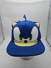 Sonic The Hedgehog Snapback Face Cartoon Youth Adjustable Hat. pre-owned