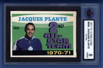 1971-72 OPC #256 JACQUES PLANTE (as) KSA 8 NMM Toronto Maple Leafs ALL STAR HOF