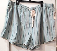 State of Day Women's Poplin Boxer Sleep Shorts Size 3X Thin Vertical Stripe