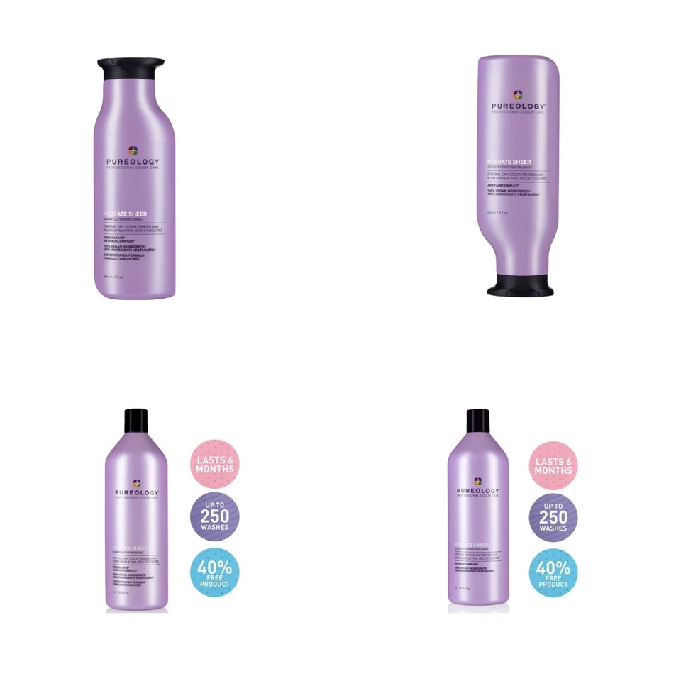 Pureology Hydrate Sheer Shampoo, Conditioner and Treatment-266ml-1000ml