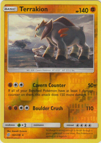 Pokemon - Terrakion - 122/236 - Reverse  Holo Rare - Unified Minds - NM/M