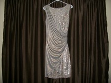 NWT Tadashi Shoji Beige Gold Embroidered Dress