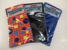 Jumbo Stretchable Book Cover Lot of 3, Blue, Black, Red Squares
