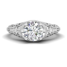 1.50Ct White Round CZ Vintage Style Engagement Ring In Solid 925 Sterling Silver