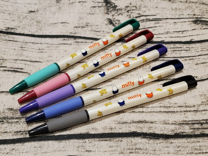 5x Cute Miffy Pens Korea Bunny Rabbit Soft Grip Black Green